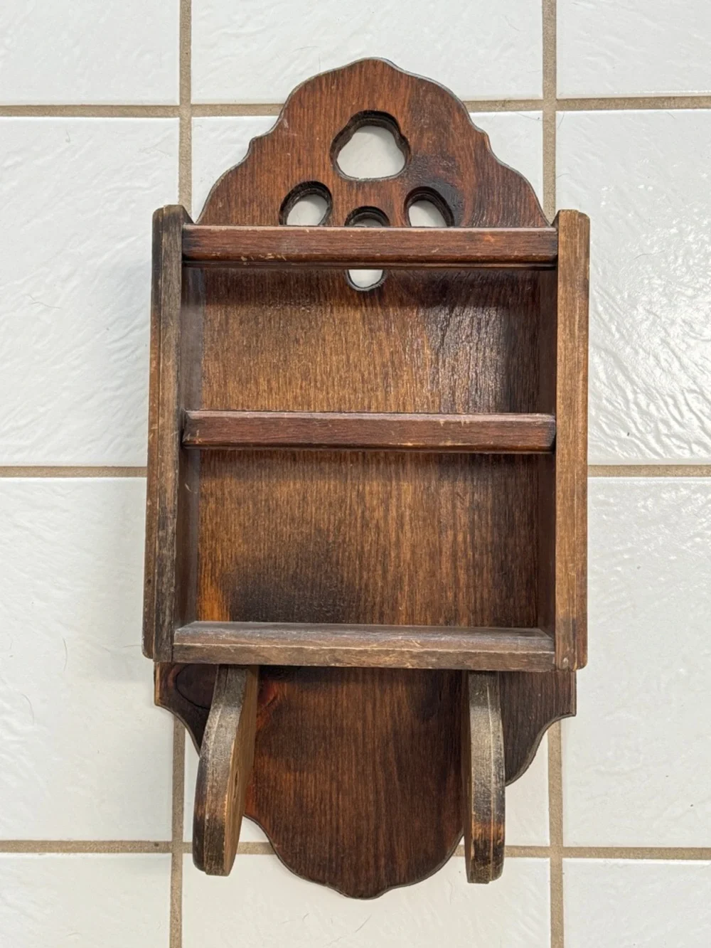 Vintage Brown Wooden toilet paper holder Wall Display Shelf - Home Wall Decor